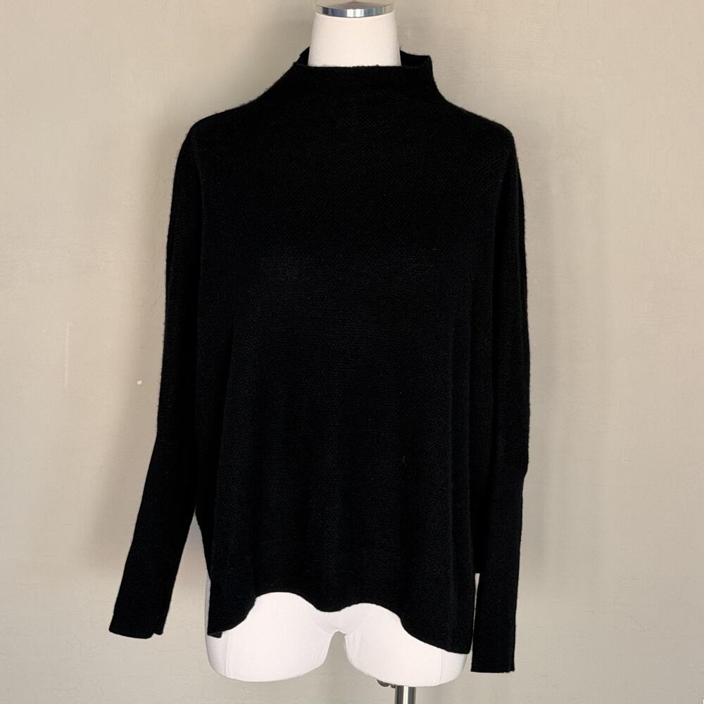 Maeve Sweater Womens Medium Black 100% Cashmere Mock Neck Dolman Pullover Knit